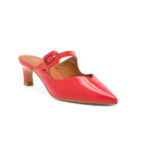 ANA PALMA Red Made In Spain Patent Leather Pointy Heels With Middle Strap - Picture 1 of 2